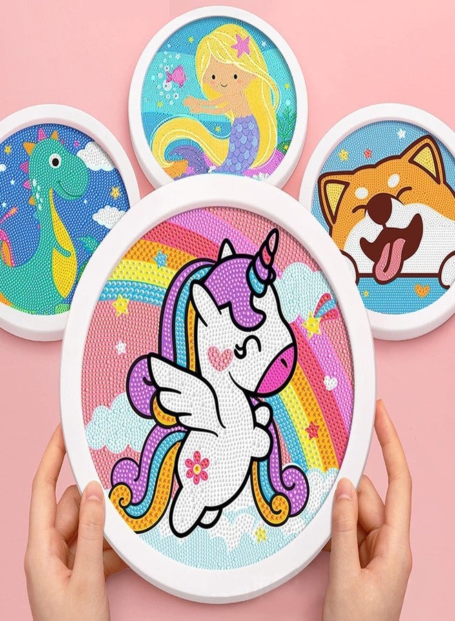 KRAFTMASTERS®DIY Diamond Painting Kit with Round Wooden Frame for Kids Art and Craft Activity (Unicorn & Mermaid) - Image 3
